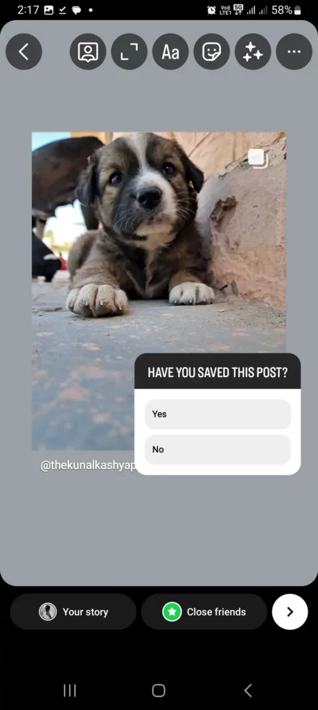 creating an instagram poll to know who saved my post