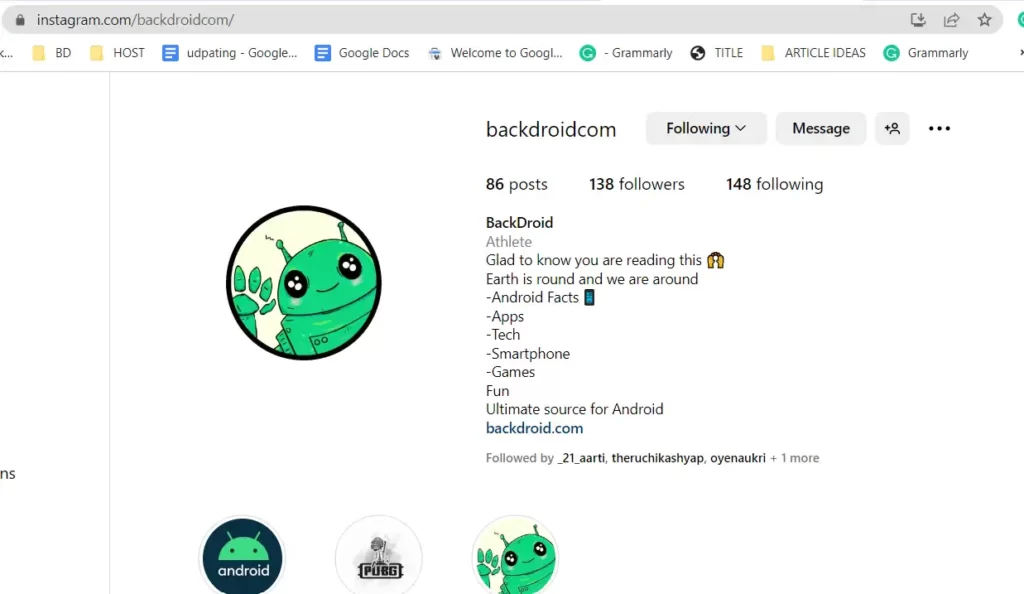 backdroidcom instagram profile visible when checking from another ig account