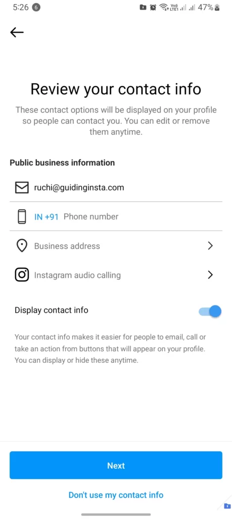 adding contact information