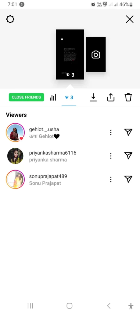 instagram story views analytics with some likes