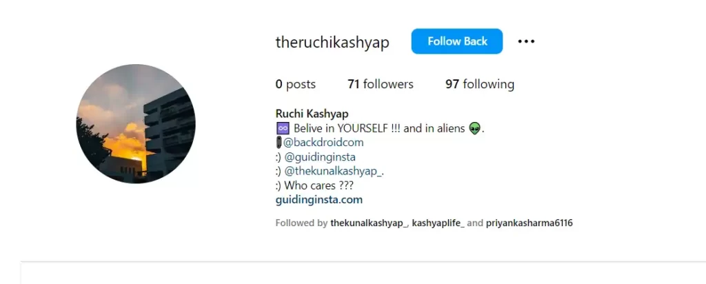 theruchikashyap instagram account screenshot