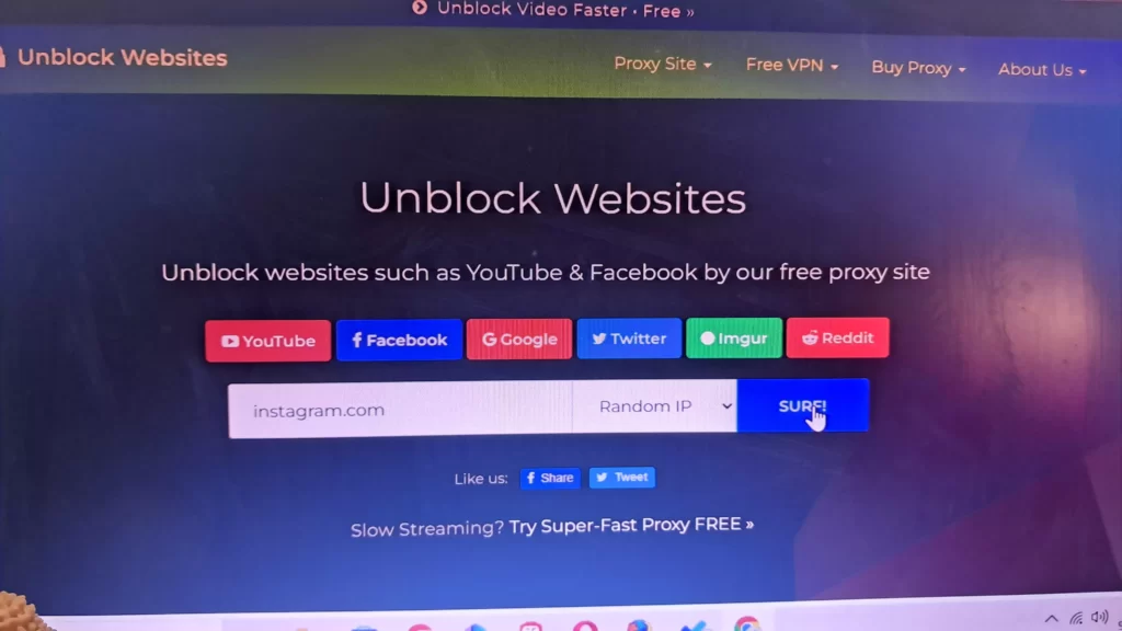 entered instagram.com in unlock websites