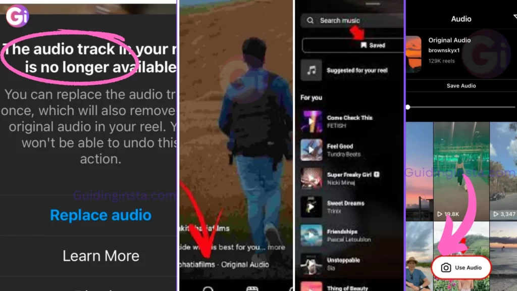 instagram songs and audio not available or unavailable screenshots merged
