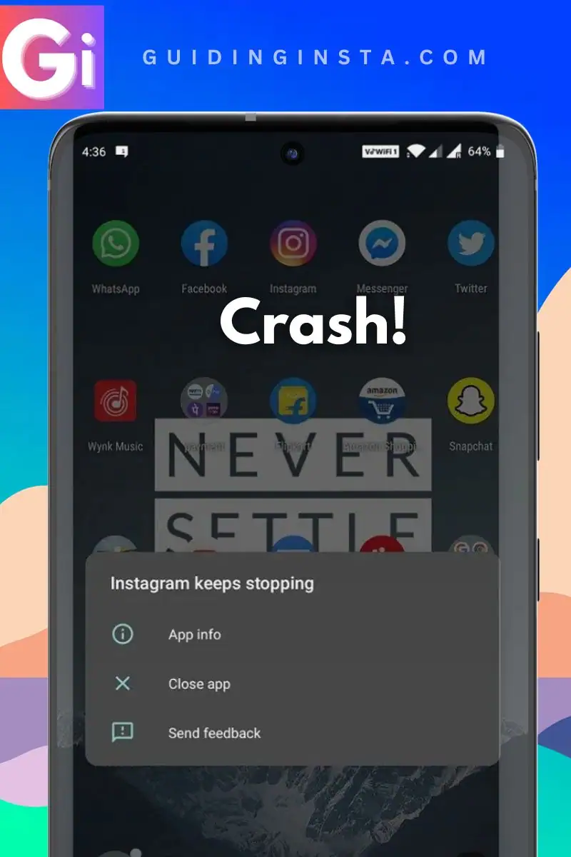 instagram keeps stopping with overlay text crash