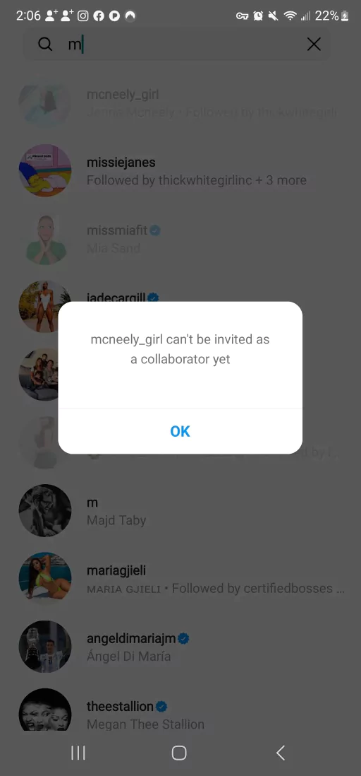 full screen capture of Can't Be Invited as a Collaborator yet on the app