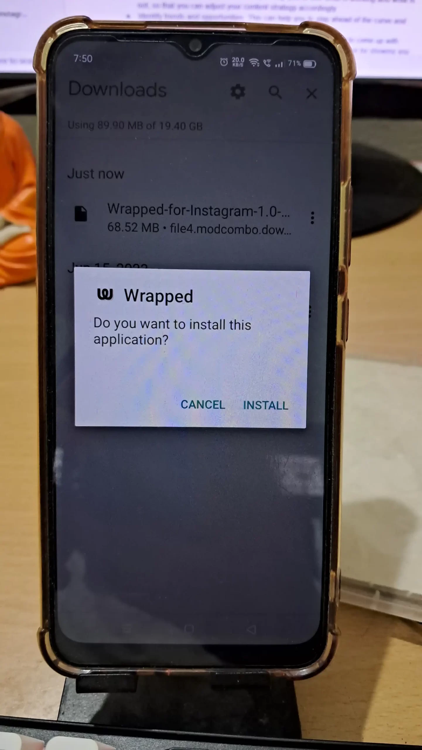 image of installed app of wrapped instagram