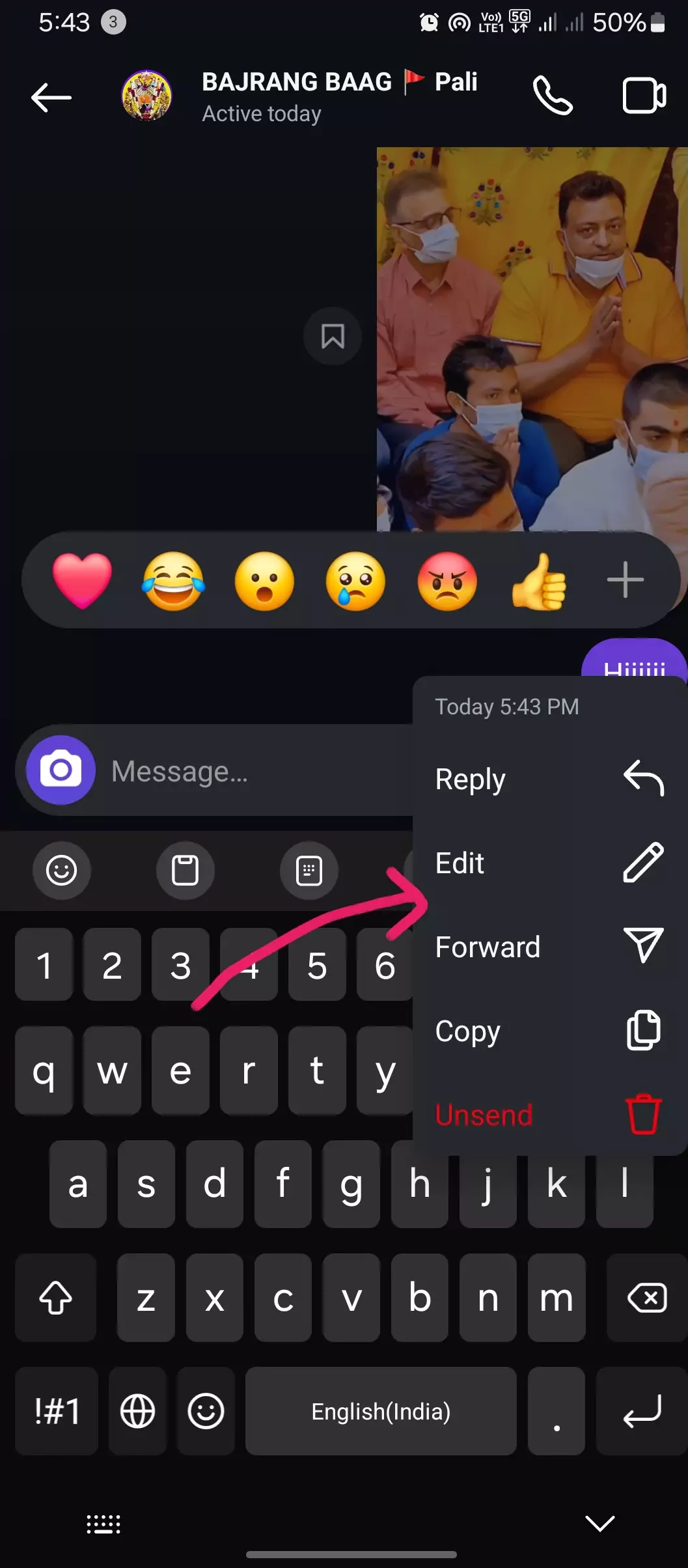 screenshot of instagram text editing button